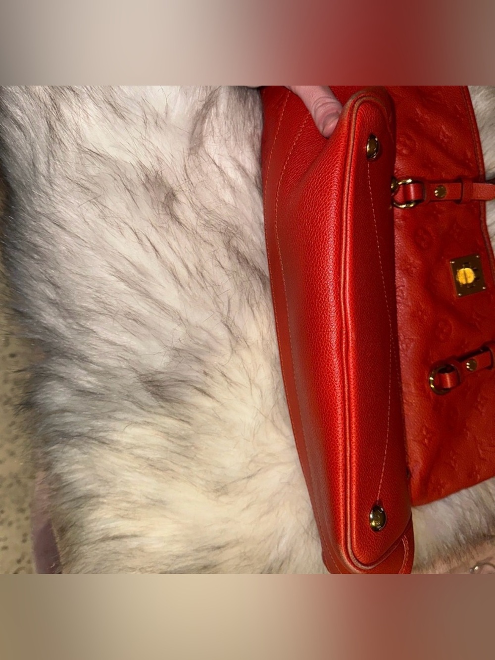 ❤️Authentic LOUIS VUITTON AH1142 Citadine PM Monogram Empreinte Tote Bag Red - Picture 10 of 16